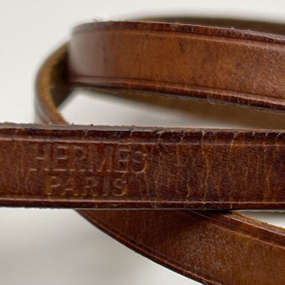 Hermès Vintage Hapi 4 Tours Leather Bracelet w/ Palladium Plated Buckle-Preowned - Picture 10 of 10